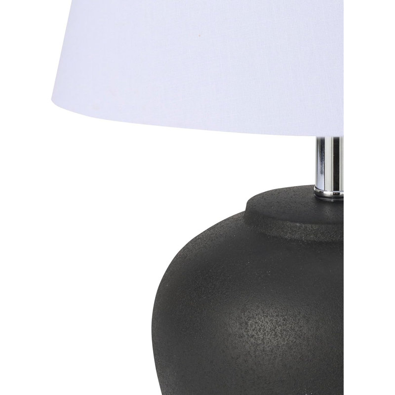 Ceramic Table Lamp With Fabric Shade For Bedroom, Living Room, Or Entryway