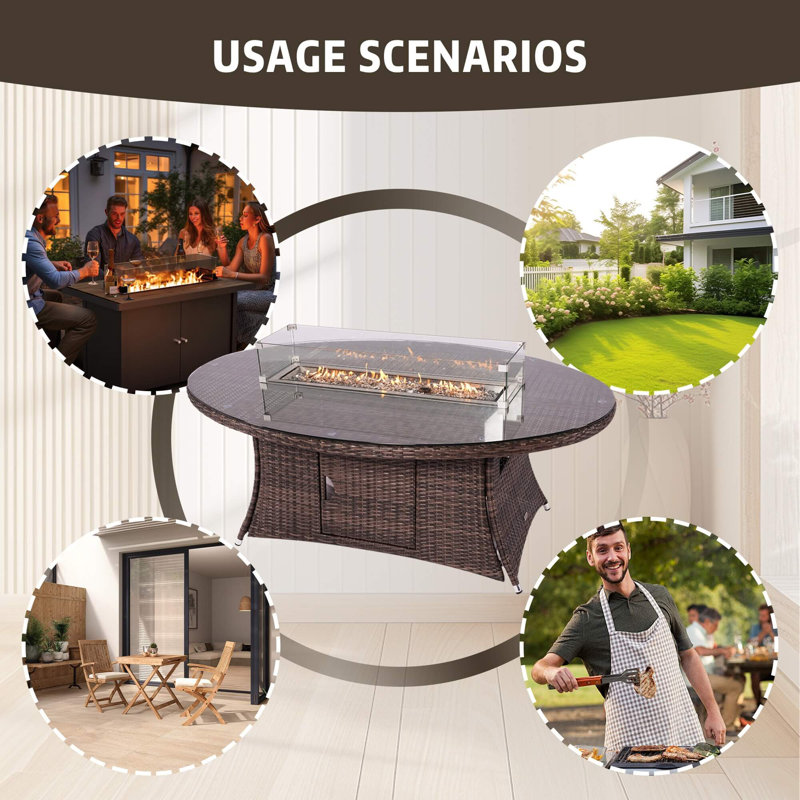 6-Seat Oval Fire Pit Table