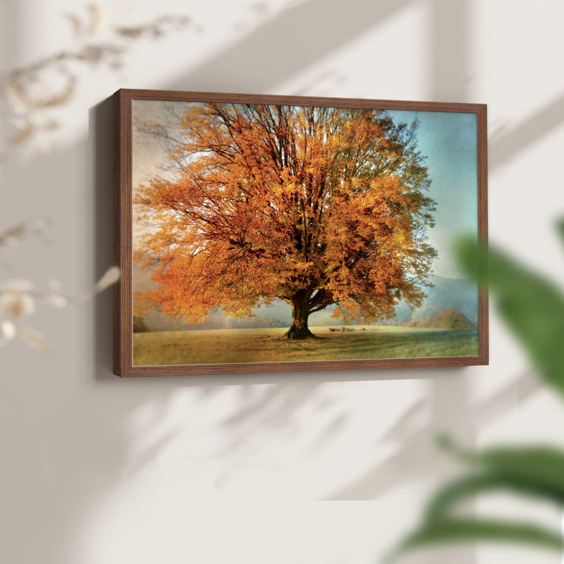 «Autumn's Passion» - reproduction encadrée - Restickable, H 22 po x l 28 po, Noyer