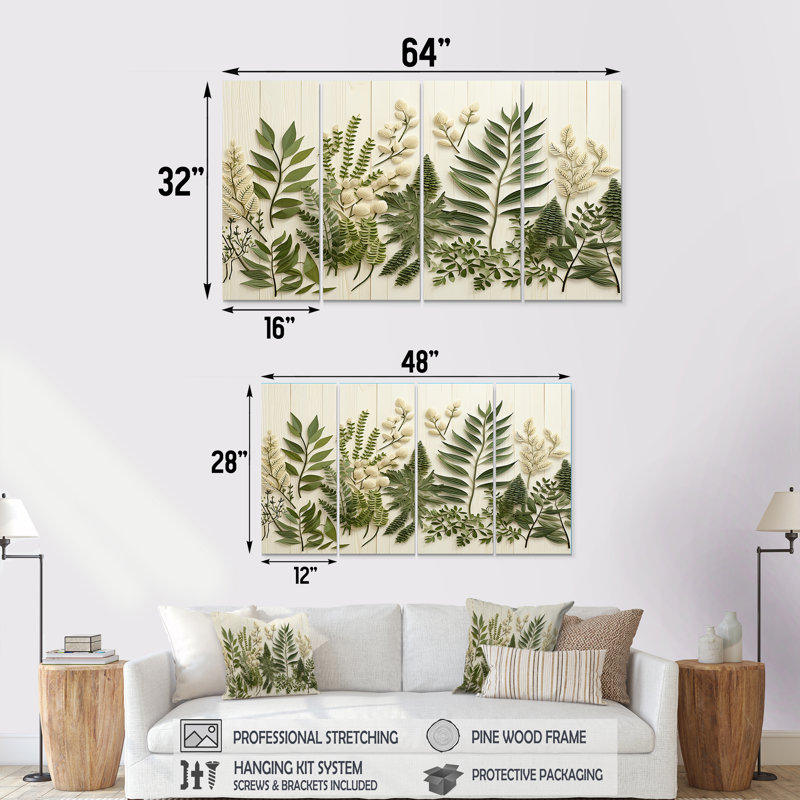 «Herbs Chive Symphony III - Herbs», art mural 4 pièces pour le salon, H 28 po x l 48 po