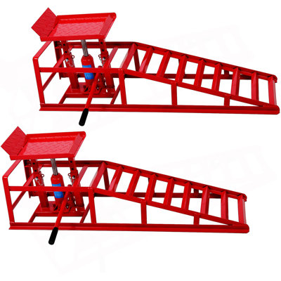 Auto Car Truck Service Ramps Lifts, Garage Car Lift Hydraulic Ramps Black 5 Ton,Automotive Hydraulic Lift Repair Frame Lift(2 Pack) Red