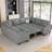 Anjanette Bujesily Chenille Oversized U Shaped Storage Couch Pull Out Bed Sofa Modular Sectional Sofa Cushioned Sofa Bed Sleeper-1294923906