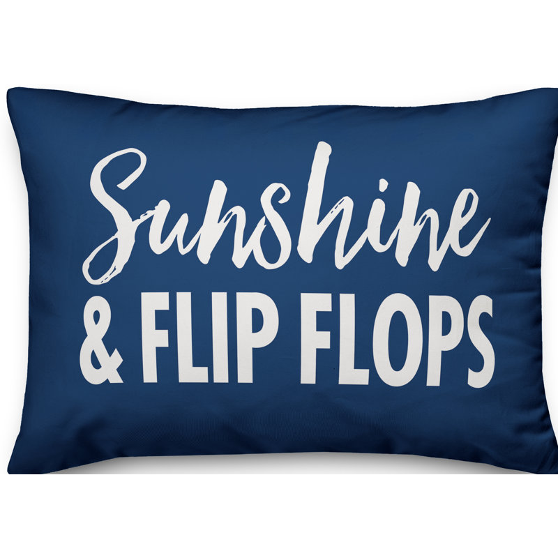 Navy and White Polyester Indoor/Outdoor Reversible Throw Pillow