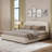 Arden Upholstered Bed in Beige-183447263