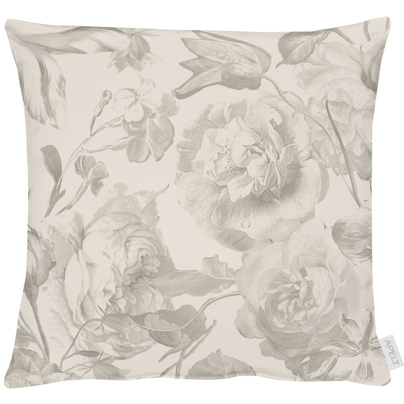 Floral Square Throw Cushion, 48cm H x 48cm W x 5cm D, Taupe