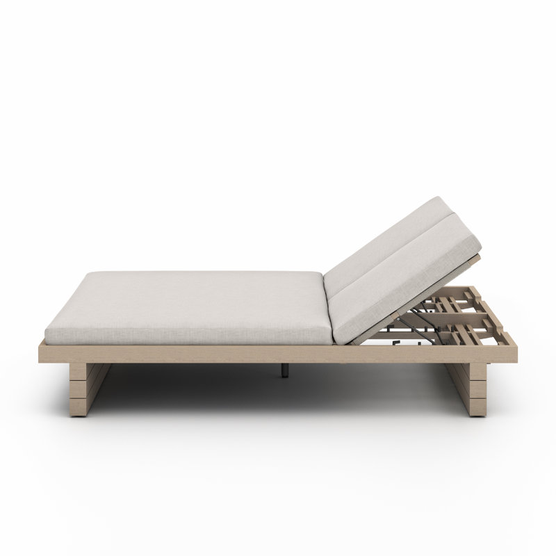 Leroy Outdoor Teak Chaise Lounge, Weathered Gray, Stone Gray