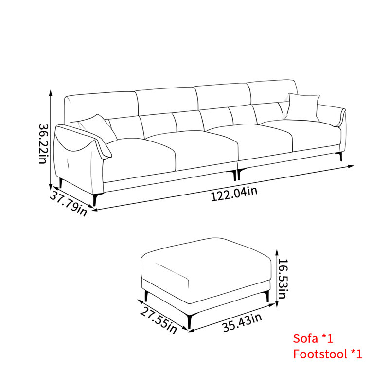 Dylyn, H 36,22 po x l 122,04 po x P 37,79 po, 4