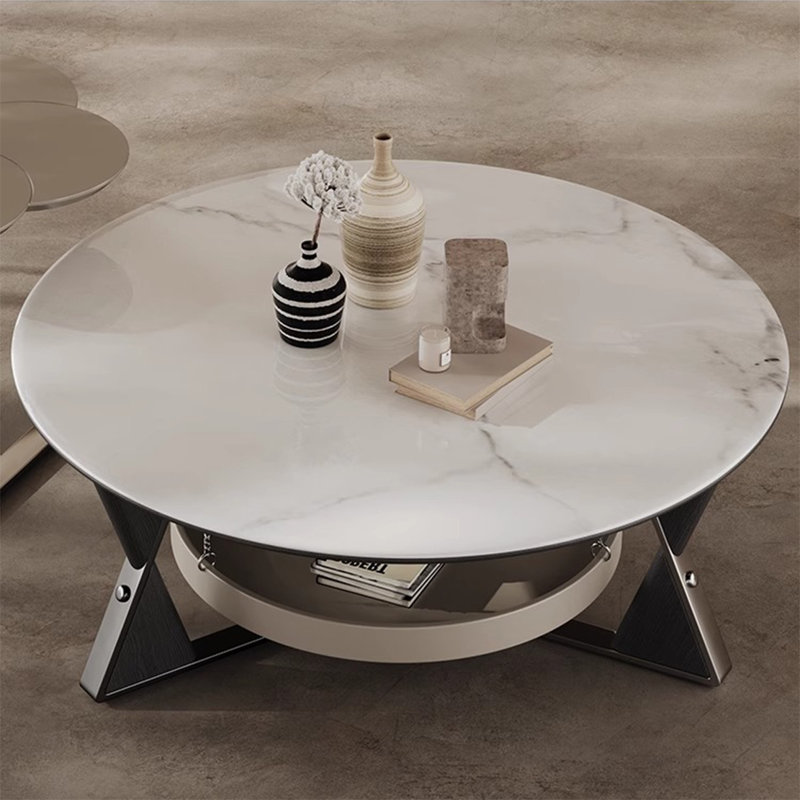 Table basse ronde moderne en pierre micro-cristalline