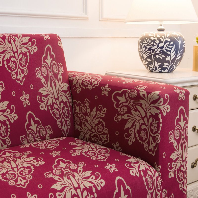 Protecteur de mobilier pour canapé à housse extensible à imprimé moderne spandex, Rouge