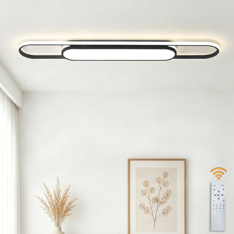 Muscato 1 - Light 55.1" LED Flush Mount, Black, 1.9" H x 55.1" W x 6.7" D