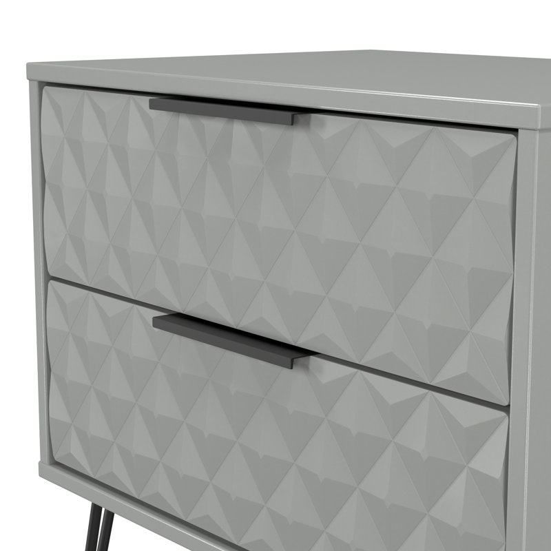 Harlequin 58cm W Manufactured Wood Bedside Table, Grey