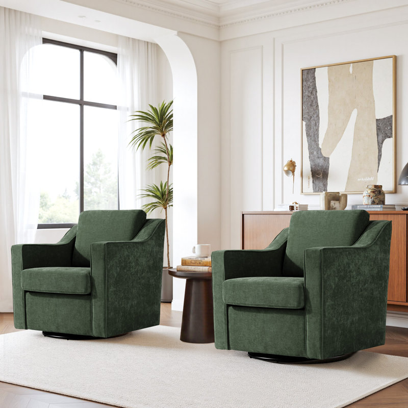 Upholstered Swivel Armchair, Green