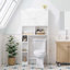 Étagère de rangement blanche autoportante au-dessus de la toilette, étagère réglable à double porte ouverte