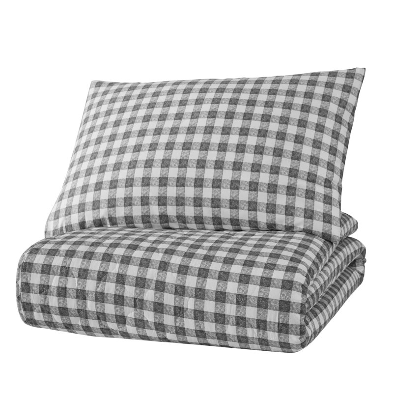 Cotton Plaid Coverlet, 71" x 89" Bedspread + 1 Standard Pillowcase