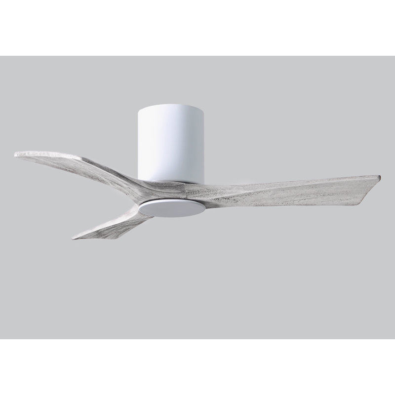 Irene LED Ceiling Fan, Gloss White, Barn Wood Tone, 42"