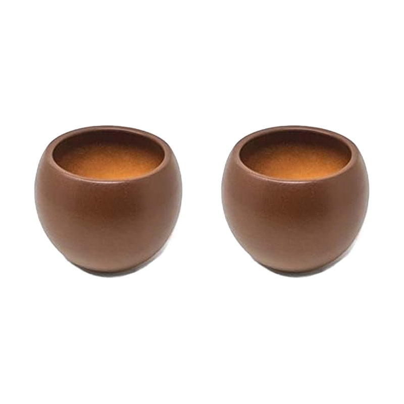 Epoxi Cylinder Pot - Semi Gloss  - Set Of 2, Brown, 13.5cm H x 16cm W x 16cm D