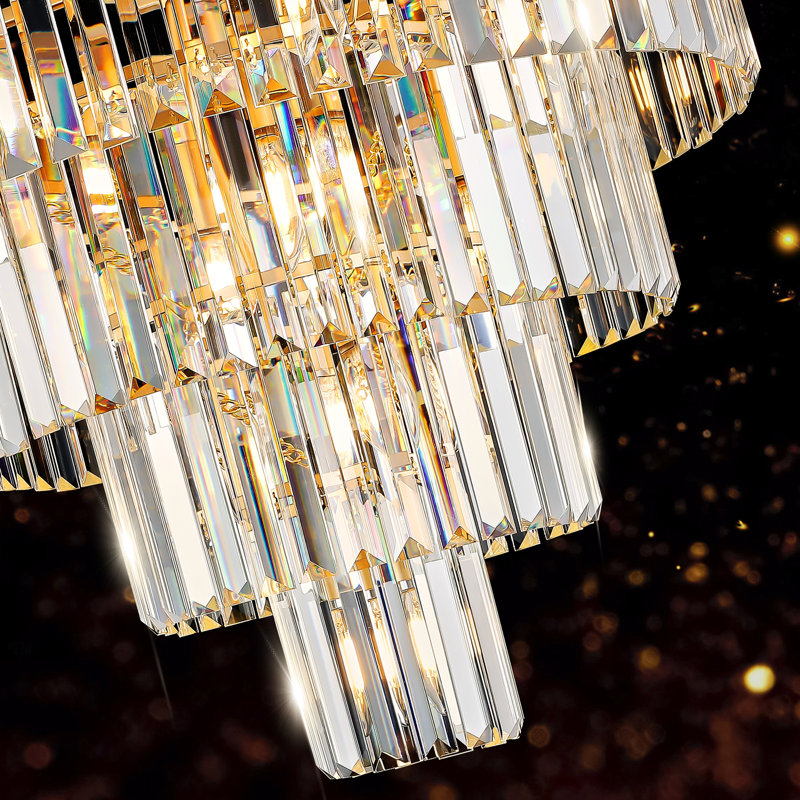 Lustre en cristal doré de luxe