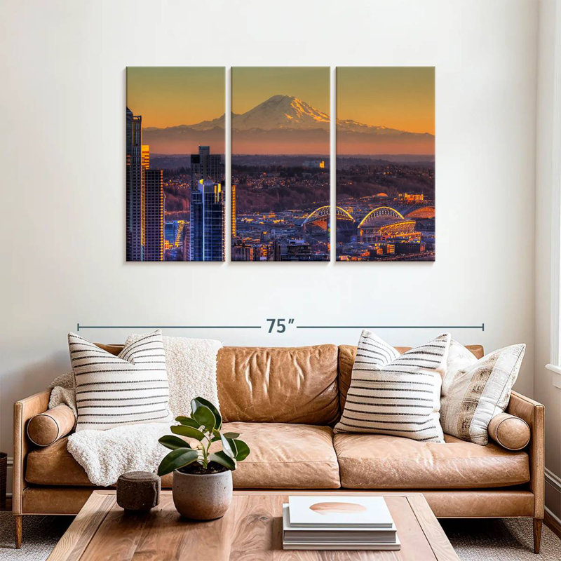 Sirci Seattle, coucher de soleil brillant, H 36 po x l 57 po