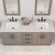 Kamila 72" Carrara White Marble Countertop Bath Vanity in Gray Oak with Mirror