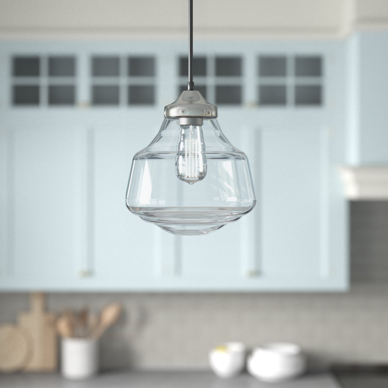 Clear Glass Bell-Shaped Pendant Light with Black Cord