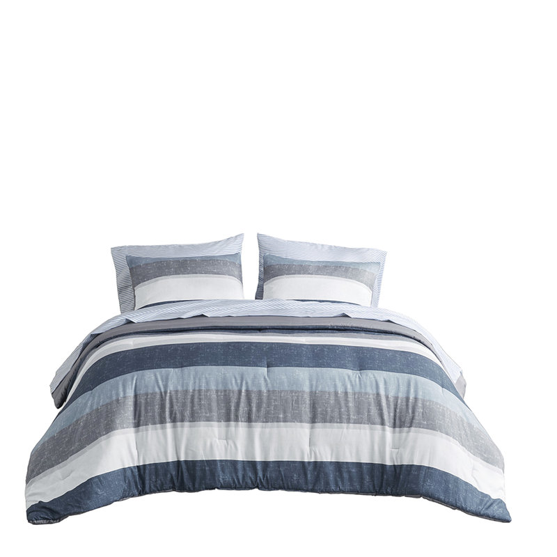 Grey, Navy, Blue Bedroom Bedding - Comforter And Sheet Ensemble King Size In Sheets