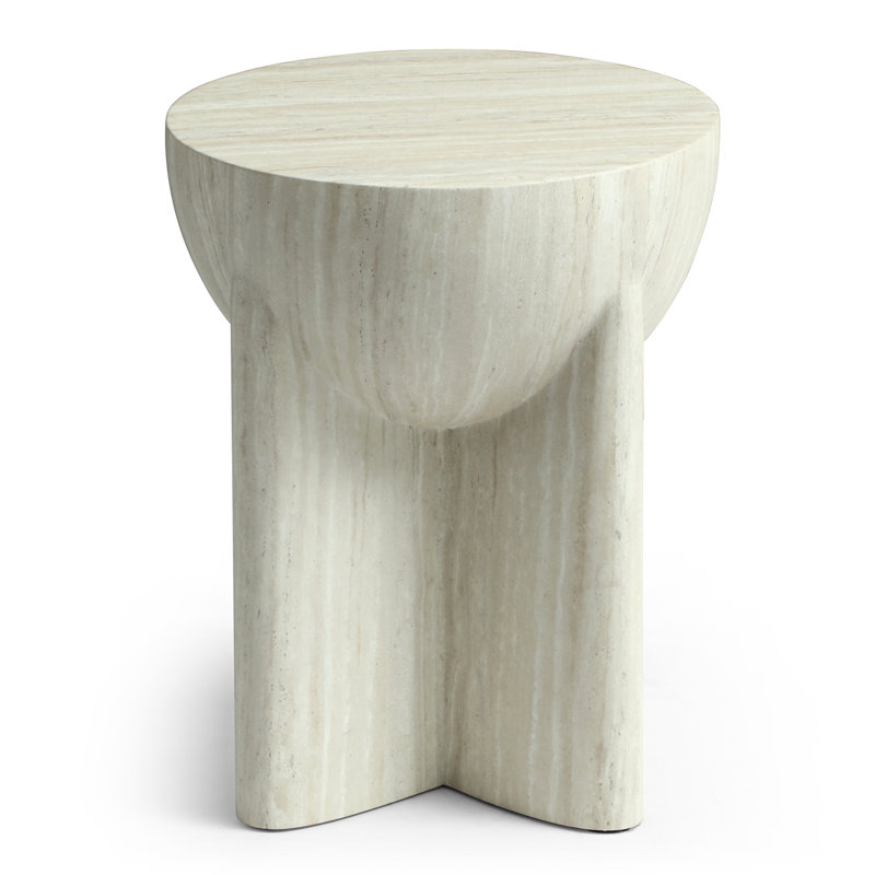Table basse ronde moderne en faux marbre avec piètement sculptural - 39 cm de large, Small (18.5'' H X 15.4'' W X 15.4'' D)