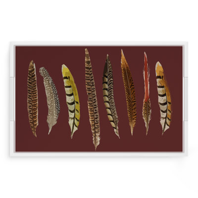 Pheasant Feathers Acrylic Rectangle Decorative Tray