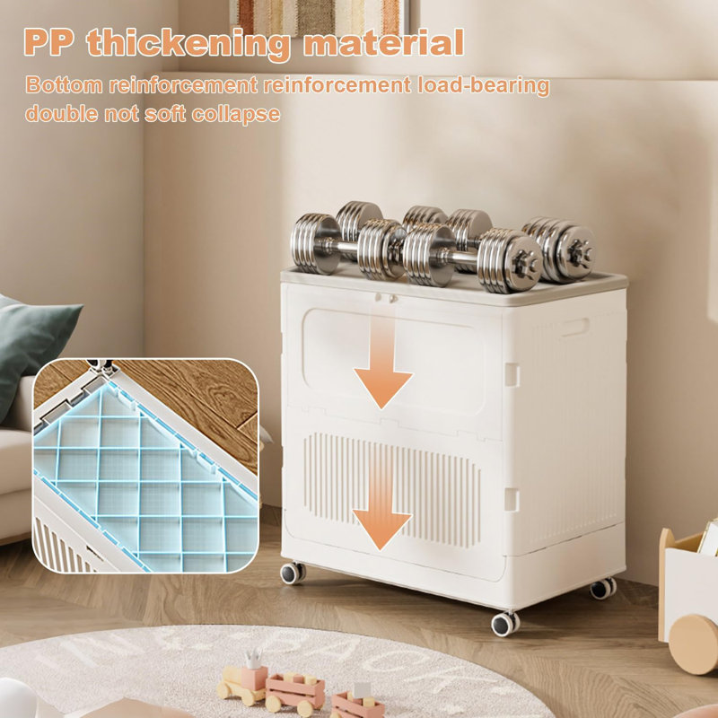 Panier à linge roulant avec couvercle, boîte de rangement sur roulettes et grand coffre à jouets pour la salle de lavage, la chambre de bébé et la salle de jeux