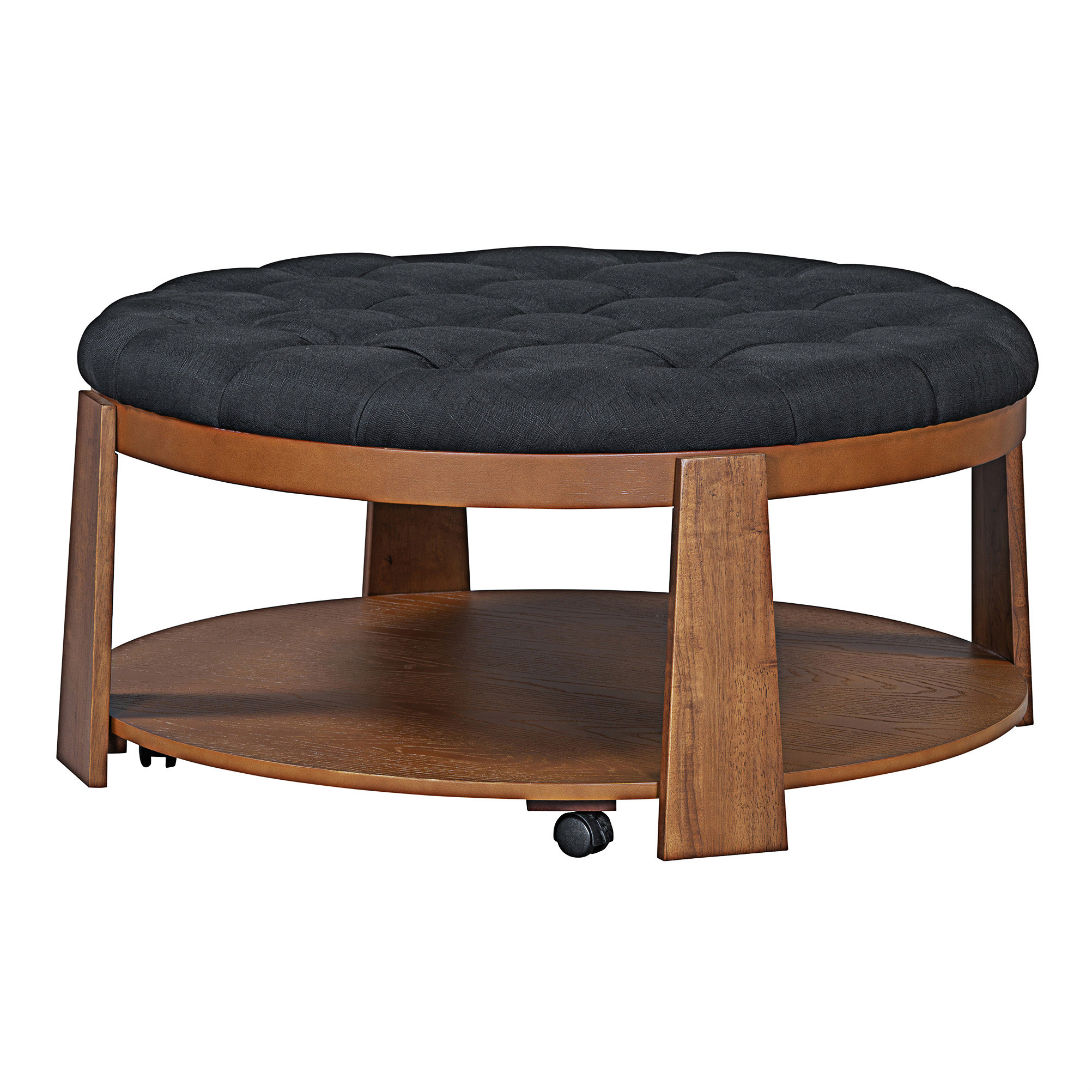 Hokku Designs Modern Large Round Ottoman Coffee Table 2-Tier Oversized ...