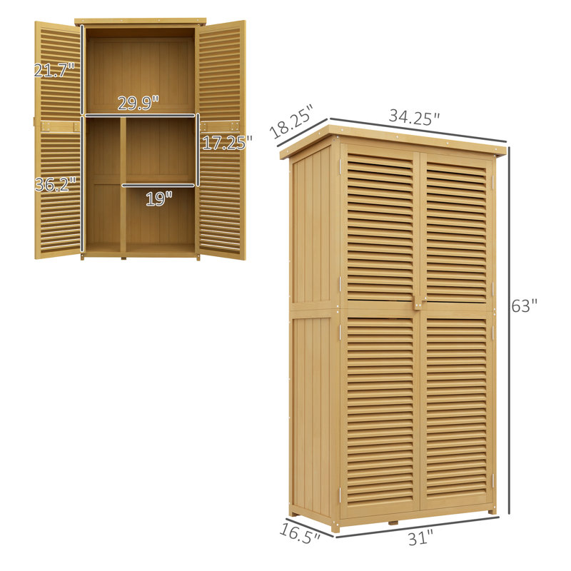 Remise extérieure en bois jaune de 5 pi x 3 pi avec toit en asphalte - Maximisez votre espace de rangement de jardin et votre équipement de portes verrouillables contre les intempéries