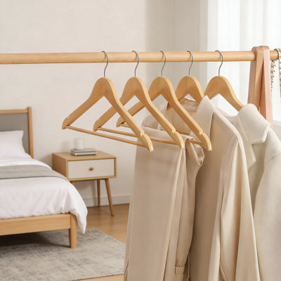 Premium Solid Wood Hangers With 360° Rotating Hooks And Shoulder Notches - 20 Pack For Coats, Dresses, Shirts, And Blouses
