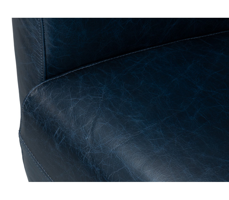 Mandy Armchair, Dark Blue Genuine Leather