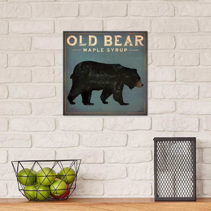 «Old Bear Maple Syrup» par Ryan Fowler - impression d'art graphique, Toile tendue, H 12 po x l 12 po x P 1,5 po