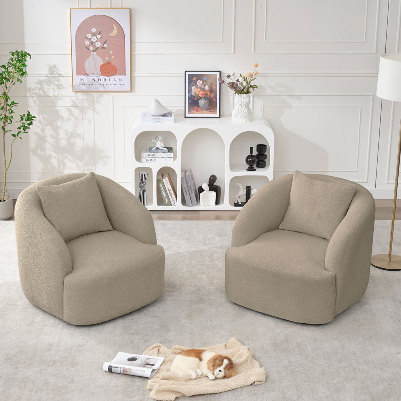 Fauteuil pivotant rembourré 34,2 po, Mélange de polyester gris clair
