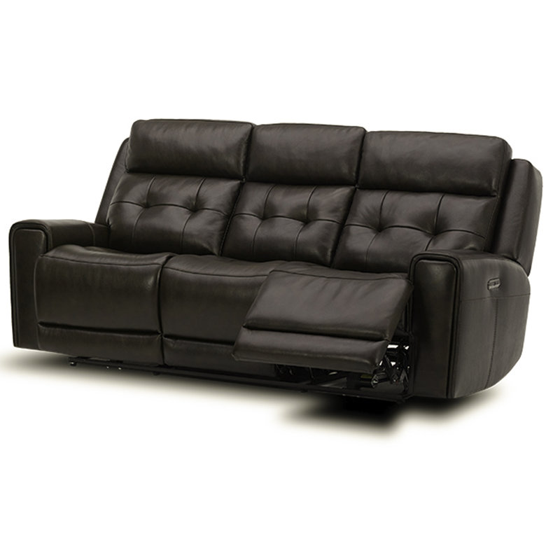 Iavor Leather Power Reclining Sofa, Beige