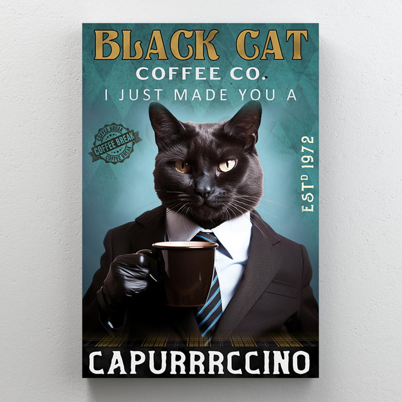 Black Cat Coffee Co - 1 pièce rectangulaire Ar Ar Coffee Coffee Co, H 36 po x l 24 po x P 1,25 po