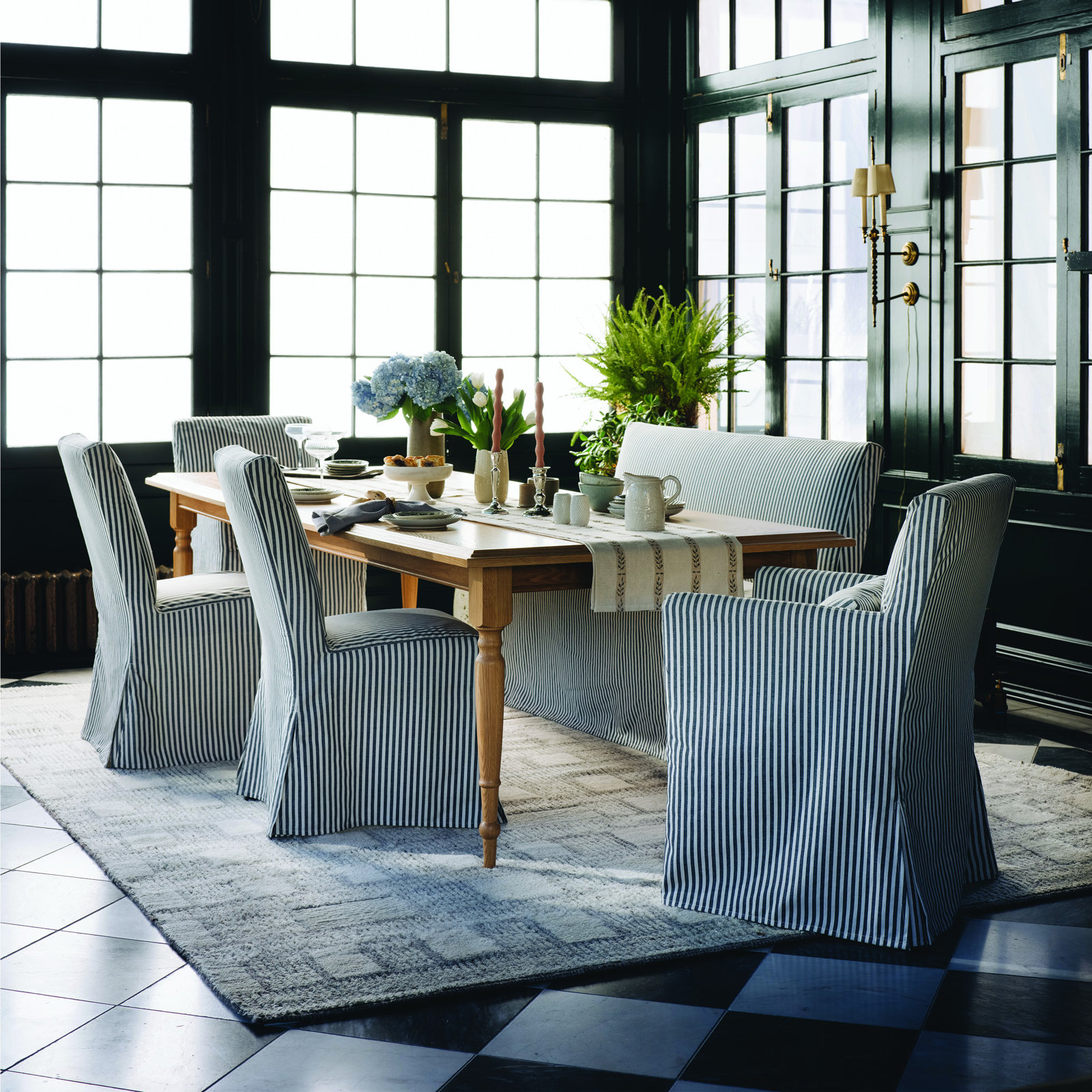 Stoffer Home Cotton Armchair, Jane Stripe Carbon