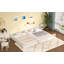 Grand lit en chenille et noyer beige Kaleea