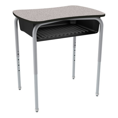 Adjustable Height Bow Tie Open Front School Student Desk with Plastic Book Box 2-Pack