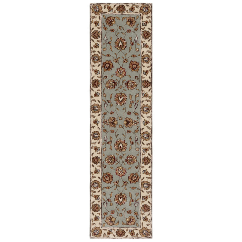 Cloverdale Hand-Hooked Ivory/Grey Area Rug, Runner 2'3" x 9'