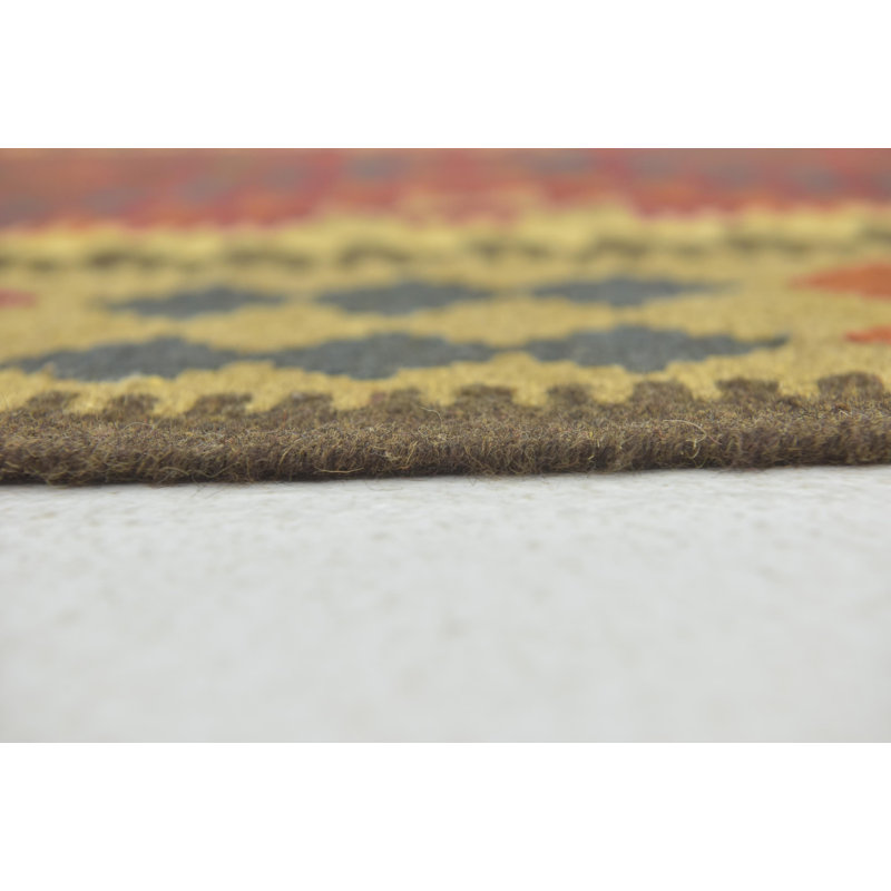 Tapis de zone en laine noué la/rouge 3 pi 4 po x 5 pi one-of-kind Lorain