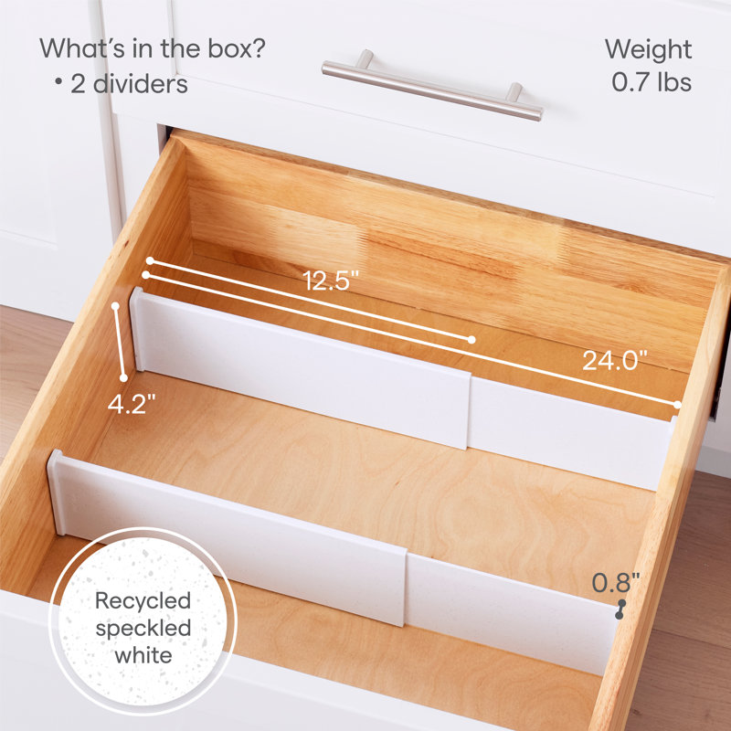 4" H x 0.8" W x 12.5" D Adjustable Multi-Purpose Drawer Organizer