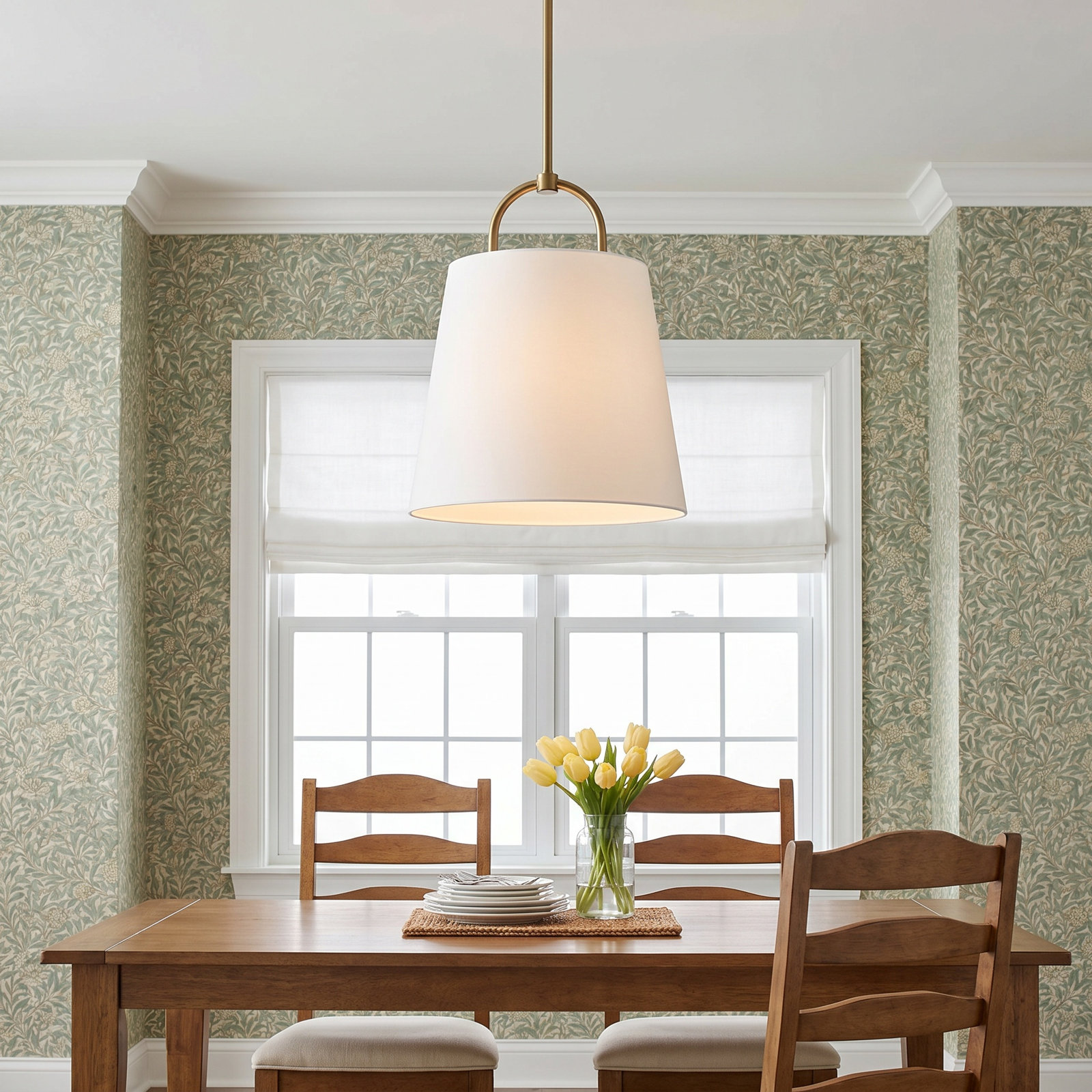 Kipling Single Light Cone Pendant, 21" H x 16" W x 16" D, Brass