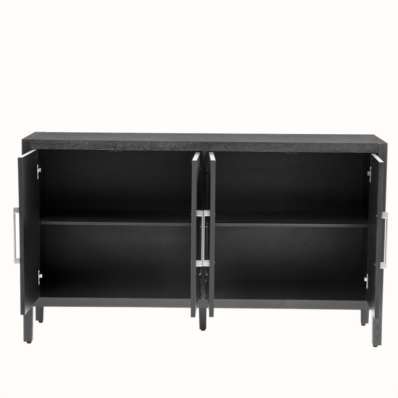 Cortisha Large Storage Cabinet Sideboard with 4 Metal Handles 4 Adjustable Shelves and 4 Doors High Quality Wood Grain Design Easy to Assemble Perfect for Home Organization and Maximizing Storage Space