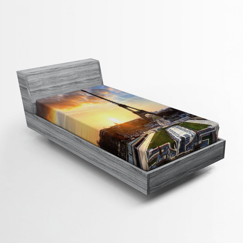 Drap-housse en microfibre Tour Eiffel, Drap-housse de taille simple