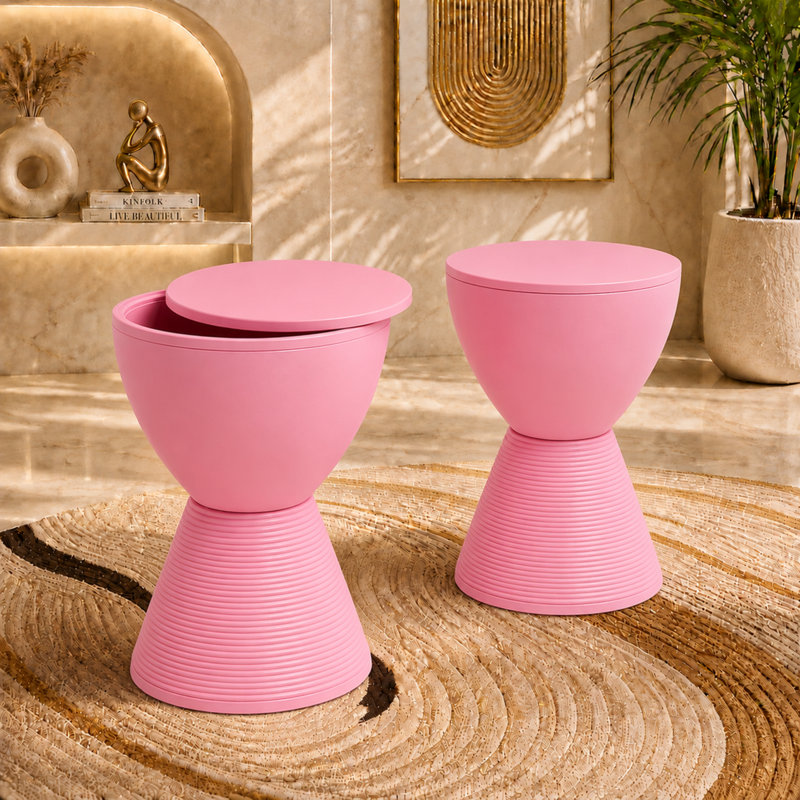 Table de bout tambour en sablier Durant Durant, Single, Rose