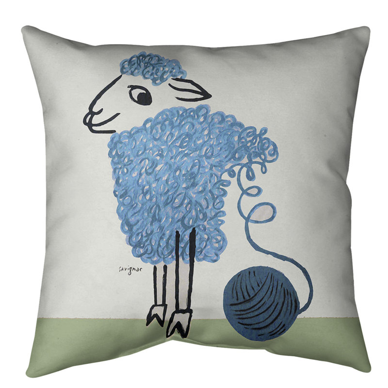 Coussin décoratif à affiche en laine, 16 po x 1 po, Bleu, Faux lin
