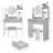 17" Round LED Mirror Vanity Table   Soft Cushion Stool Suit, Large Mirror, Touch Switch, 3 Colors, Adjustable Brightness, Large Desktop, Multi-Layer High Capacity Storage, Suitable For Small Space-321735583