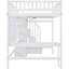 Lit mezzanine blanc avec bibliothèque pratique, tiroirs, bureau et garde-robe. Construction en pin. Chambre de jeu inspirée de la chambre à coucher. Garde-robe de plus de 6 ans - Construisez des pièces plus anciennes-416642236