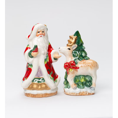 Cosmos Gifts Santa & Reindeer Salt & Pepper Shaker Set